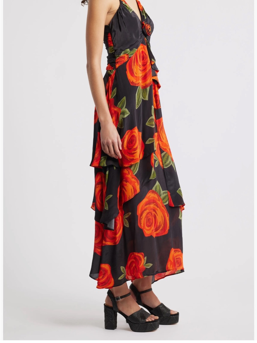 FARM Rio Black & Vivid Orange Floral Dress with Rosette - Picture 3 of 12